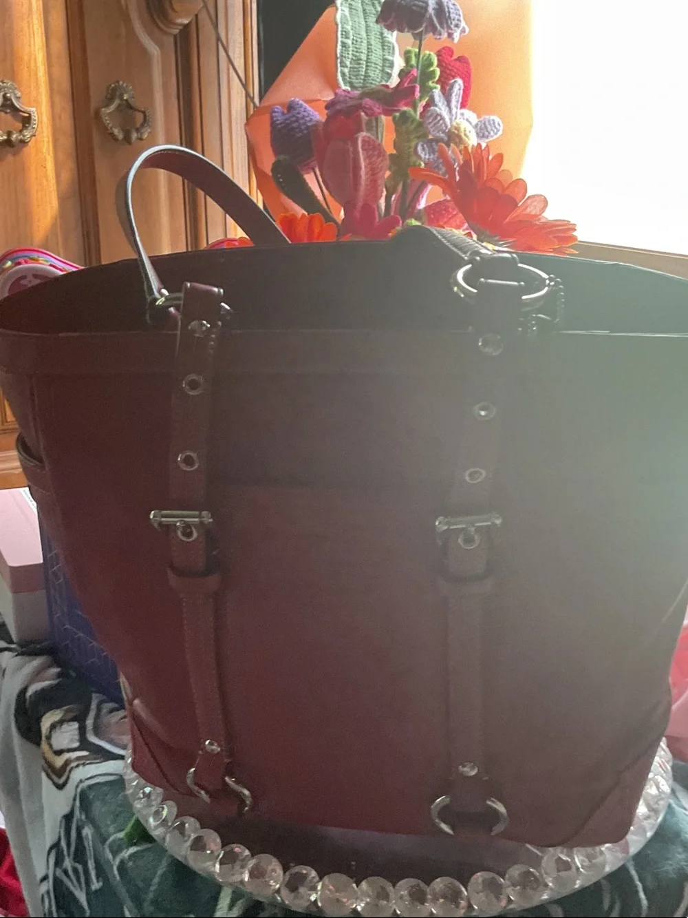 Woman’s red coach bag 2005